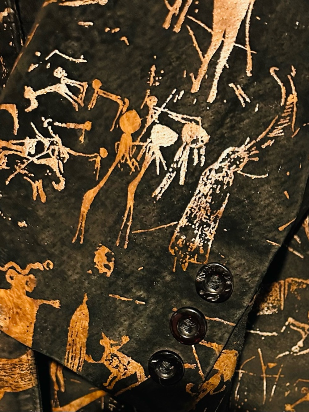 “Rare” Vintage Leather Renditions "Rock Art" Print Blazer - Western/Art To Wear - Picture 4 of 5